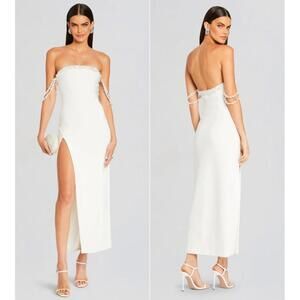 NWT $998 Retrofete Abilene Pearl Beaded Wedding Bridal Gown Dress Small/4 Slit